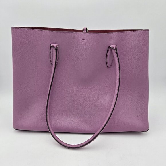 Kate Spade Large Leather Tote Handbag Pink Mauve Gold Hardware Bag Tag Violet - Picture 2 of 13